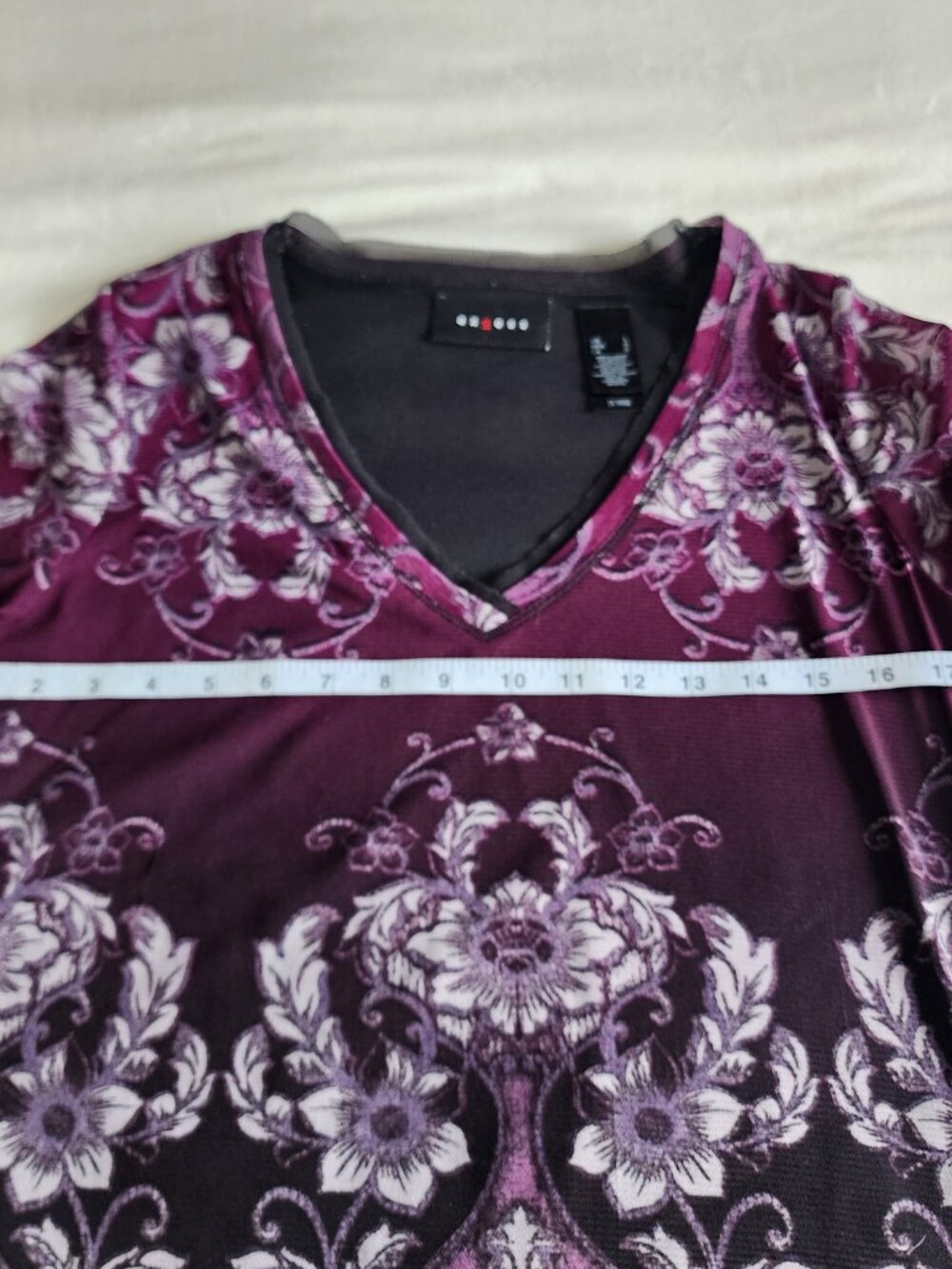 Y2K Axcess Purple Floral Women's L Fairycore Sheer Mesh Top - FLAW - Picture 10 of 15